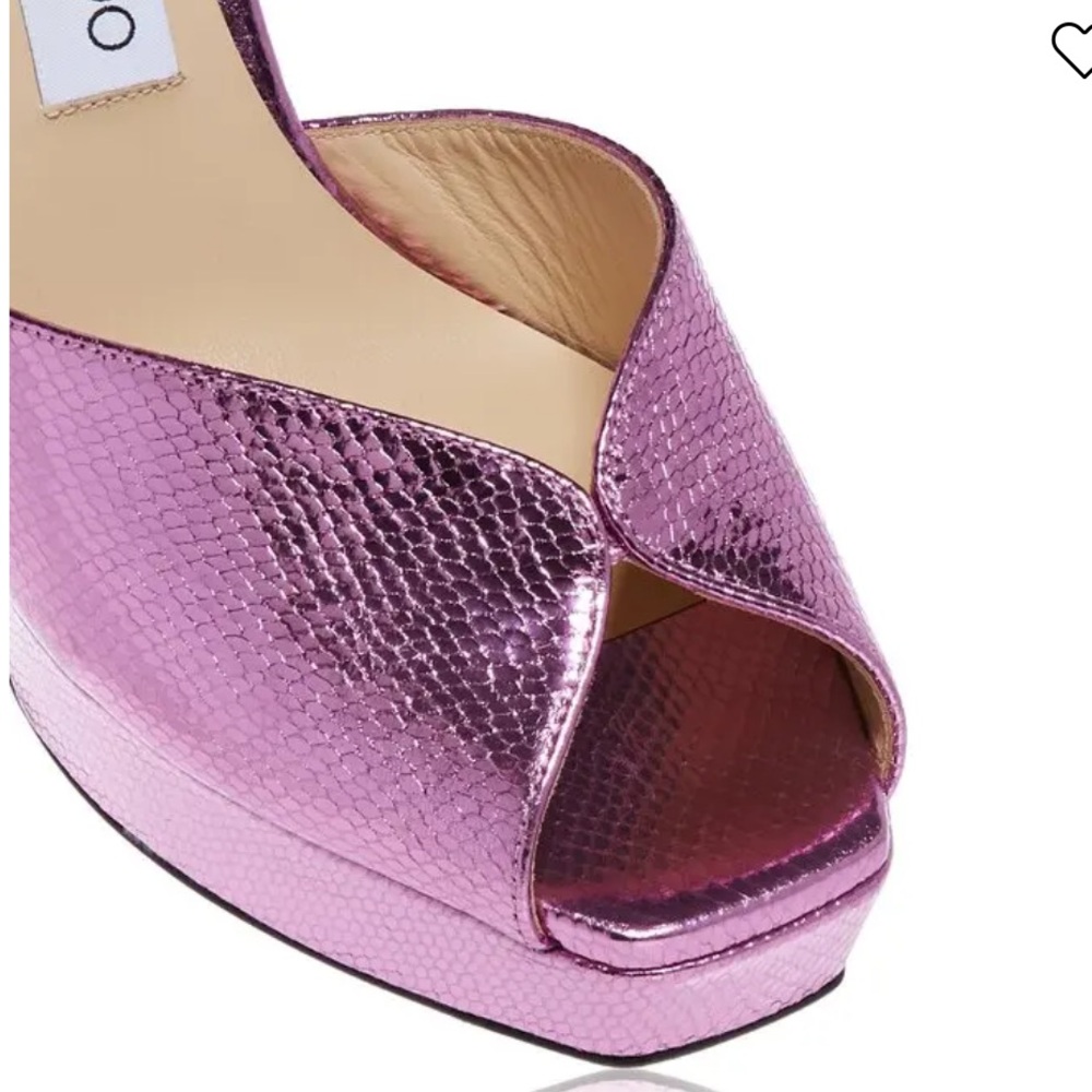 Jimmy Choo Sacaria 120 Pink Metallic Platform Sandals EU 38 Block Heel NWT - Picture 15 of 15